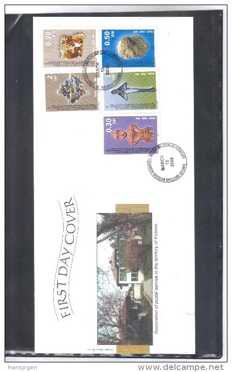 BOX595 UNO KOSOVO UNMIK  FDC  FIRST  DAY COVER   2000 MICHL  1/5 FDC Siehe ABBILDUNG - Briefe U. Dokumente
