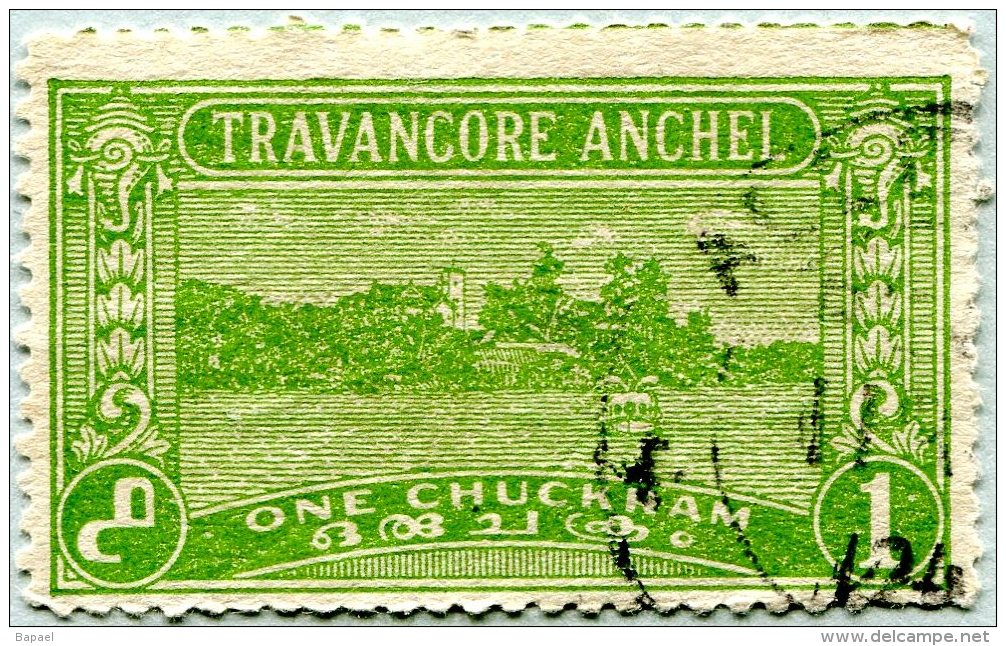 N° Yvert & Tellier 33 - Timbre État Princier De L'Inde (Travancore) (1939) (U) - Lac Ashtamudi Et Palais - Travancore