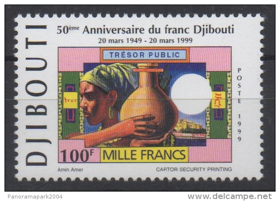 Djibouti Dschibuti 1999 Mi. 677 ** Neuf MNH 50e Anniversaire Du Franc Djiboutien Mille Francs Paper Money RARE ! - Munten