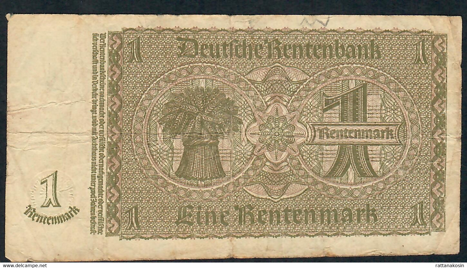 GERMANY P173b 1 RENTENMARK  3.1.1937 Letter L    F-VF - Sonstige & Ohne Zuordnung