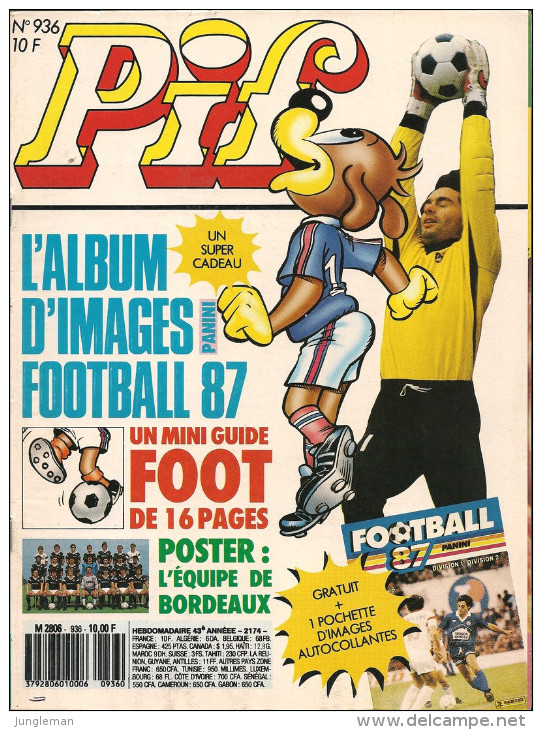 Pif N° 936 De Mars 1987 - Avec Boule & Bill, Léonard, Zup, Les Girondins, Pinky, Dicentim, Les Schtroumpfs. Revue En TBE - Pif & Hercule
