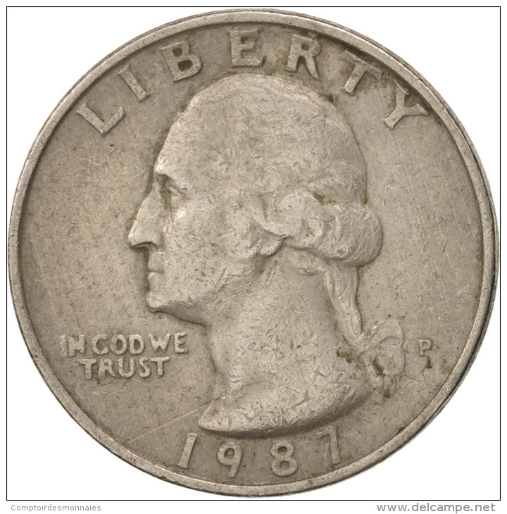 États-Unis, Washington Quarter, 1987, Philadelphia, TTB, KM:A164a - 1932-1998: Washington