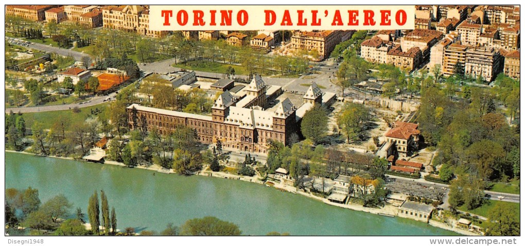 04802 "TORINO DALL'AEREO - CASTELLO E PARCO DEL VALENTINO - FORMATO MINI" CART. POST. ORIG.  NON SPEDITA. - Tarjetas Panorámicas