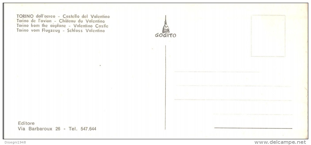 04802 "TORINO DALL'AEREO - CASTELLO E PARCO DEL VALENTINO - FORMATO MINI" CART. POST. ORIG.  NON SPEDITA. - Viste Panoramiche, Panorama