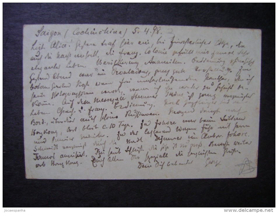 FULL POST (OFFICE FRENCH INDOCHINA) Circulated CENTRAL SAIGON (Cochin) FOR GERMANY IN Paquebot FRENCH IN 1898 AS - Covers & Documents