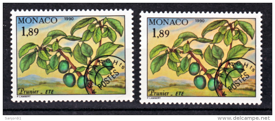 Monaco Préo 107 Variété Fond Jaune Et Fond Orange Prunier Neuf ** TB  MNH Sin Charnela - Abarten