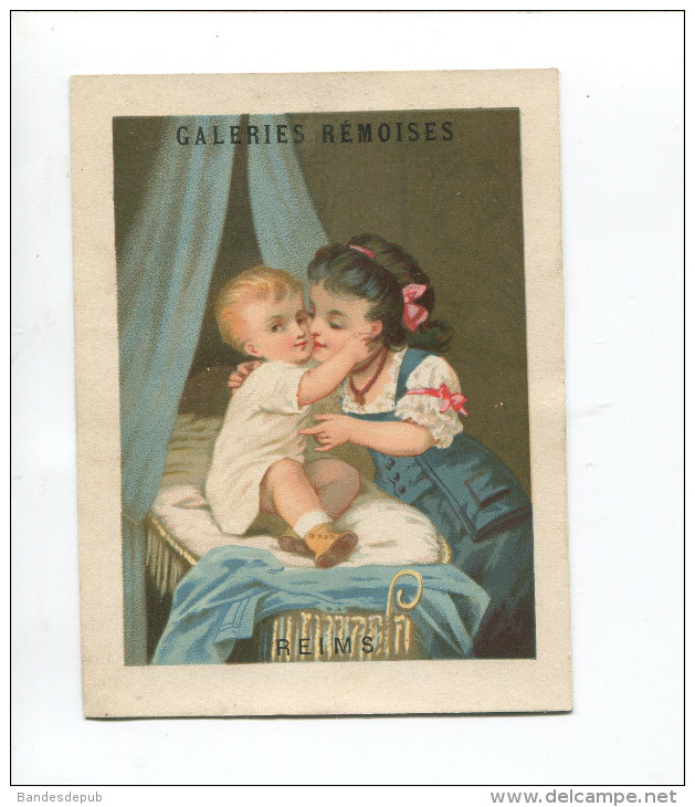 REIMS GALERIES REMOISES CHROMO CALENDRIER BOGNARD MERE ENFANT BEBE  1879 COMPLET TRES BON ETAT 13,8CM X10,5CM - Small : ...-1900