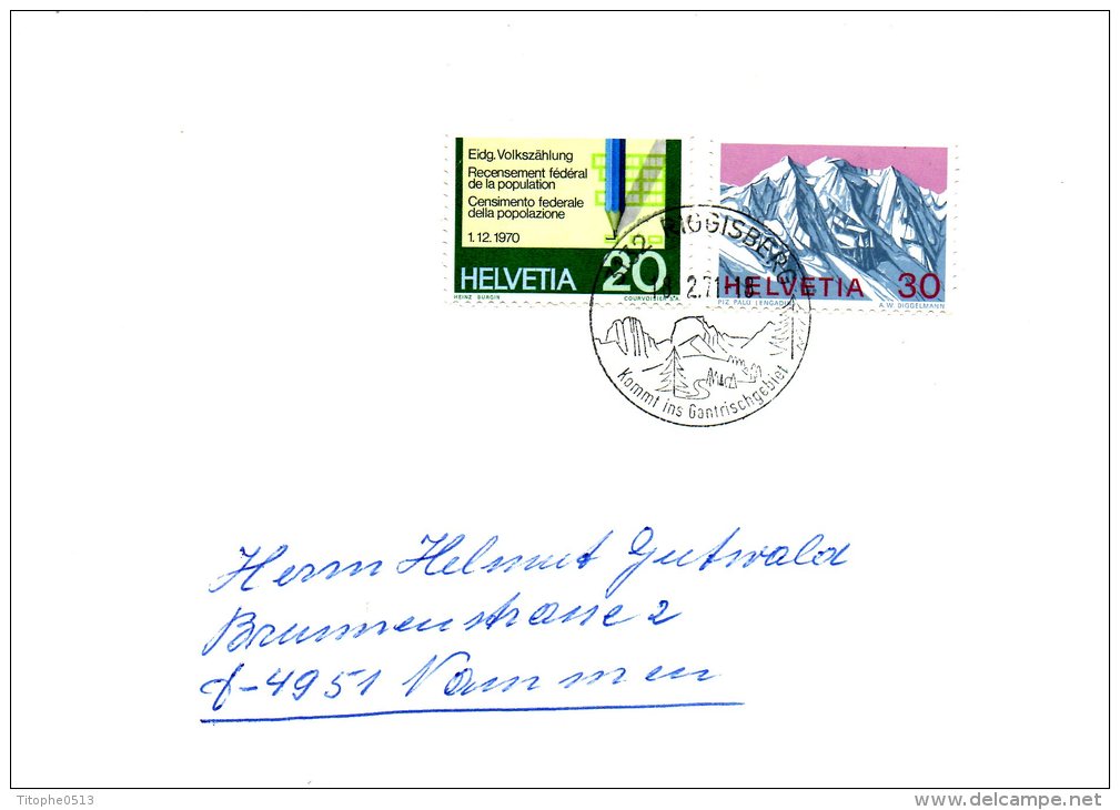 SUISSE. N°866 De 1970 Sur Enveloppe Ayant Circulé. Montagne. - Mountains