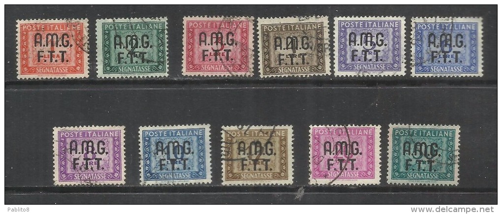 TRIESTE A 1947 - 1949 AMG-FTT SEGNATASSE POSTAGE DUE TAXES TASSE SERIE COMPLETA SET USATA USED OBLITERE FIRMATA SIGNED - Postage Due