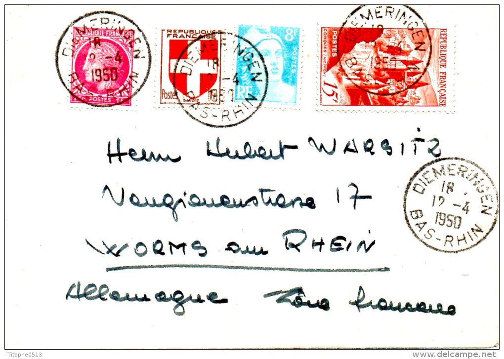 FRANCE. N°792 De 1947 Sur Enveloppe Ayant Circulé En 1950. Abbaye De Conques. - Abdijen En Kloosters
