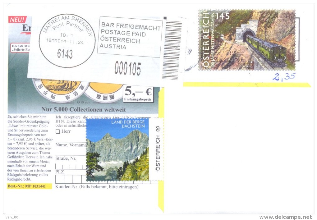 2014. Austria, The Letter By Ordinary Post To Moldova - Covers & Documents