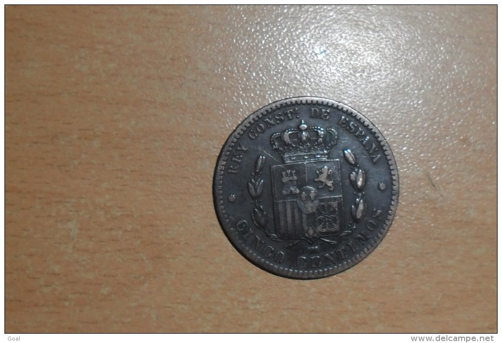 Cinco Centimos;Espagne De 1879 En TTB. - A Identifier