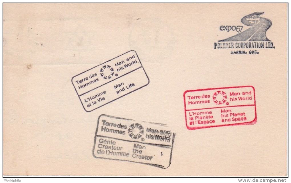 Canada Montreal 1967 Expo 67 / World Exhibition "Polymer Corporation-Man And His World" Postal Card/postcard-IV - 1953-.... Regering Van Elizabeth II