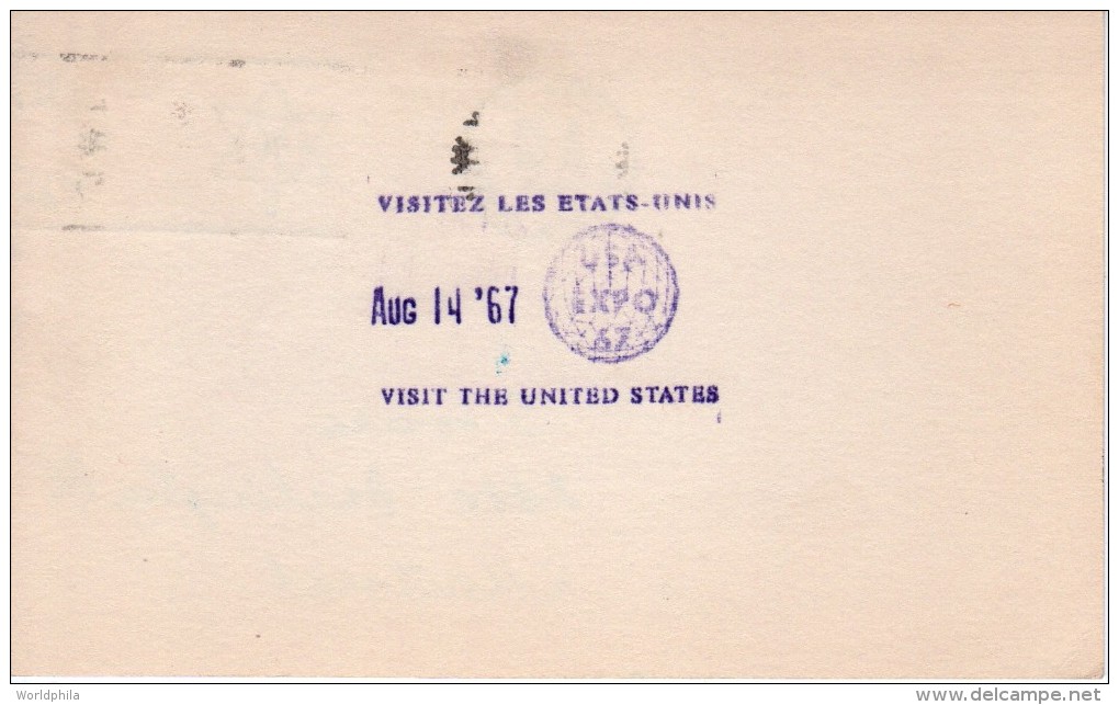 Canada Montreal 1967 Expo 67 / World Exhibition "Visit The United States / USA" Postal Card/postcard-V - 1953-.... Règne D'Elizabeth II