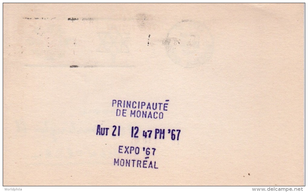 Canada Montreal 1967 Expo 67 / World Exhibition "Principaute De Monaco" Postal Card/postcard-VIII - 1953-.... Regering Van Elizabeth II