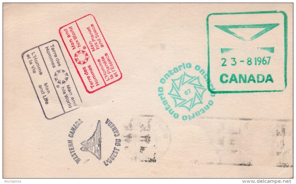 Canada Montreal 1967 Expo 67 / World Exhibition "Western Canada-Ontario" Postal Card/postcard-X - 1953-.... Elizabeth II