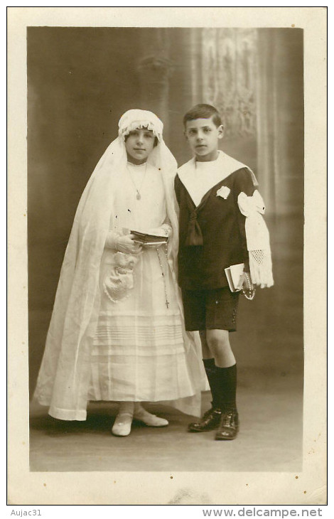 Fêtes - Voeux - Religions - Communion - Enfants - Carte Photo - Photographie Moreau - Saint Germain En Laye - état - Communie