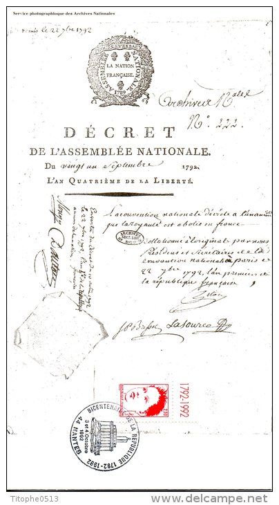 FRANCE. N°2773 De 1992 Sur Document Philatélique. - Revolución Francesa