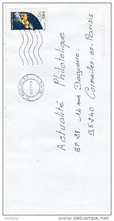 Francia 2002 - Lettera X L'interno Affrancata Con1 Stamp Isolato Olimpiadi Salt Lake City - Winter 2002: Salt Lake City