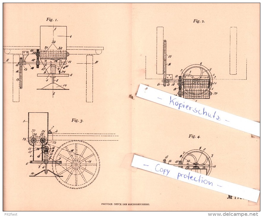 Original Patent  - M. Iten In Wetzikon , Kt. Zürich, Schweiz , 1905 , Stalldüngerstreumaschine !!! - Wetzikon