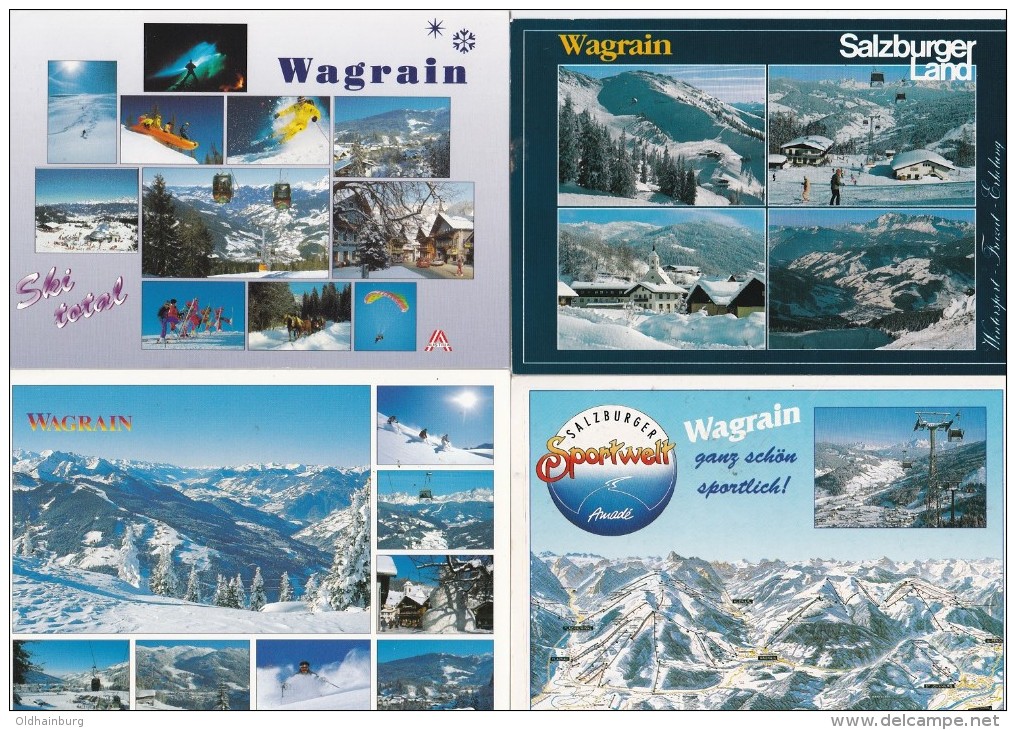 0699l: 4 Moderne AKs Wagrain, Gelaufen, Werbestempel Der Bergbahnen - Wagrain