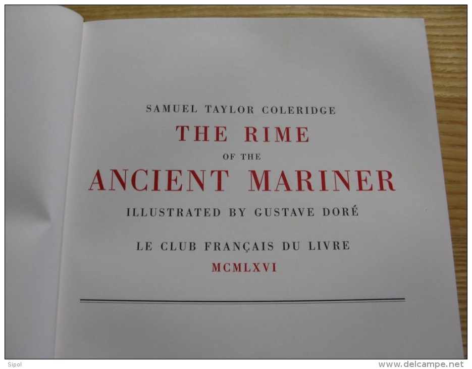 The Rime Of The Ancient Mariner /Le Dit Du Vieux Marin Illustré Par Gusatve Doré Ex 2005/7000 TBE - Poesia