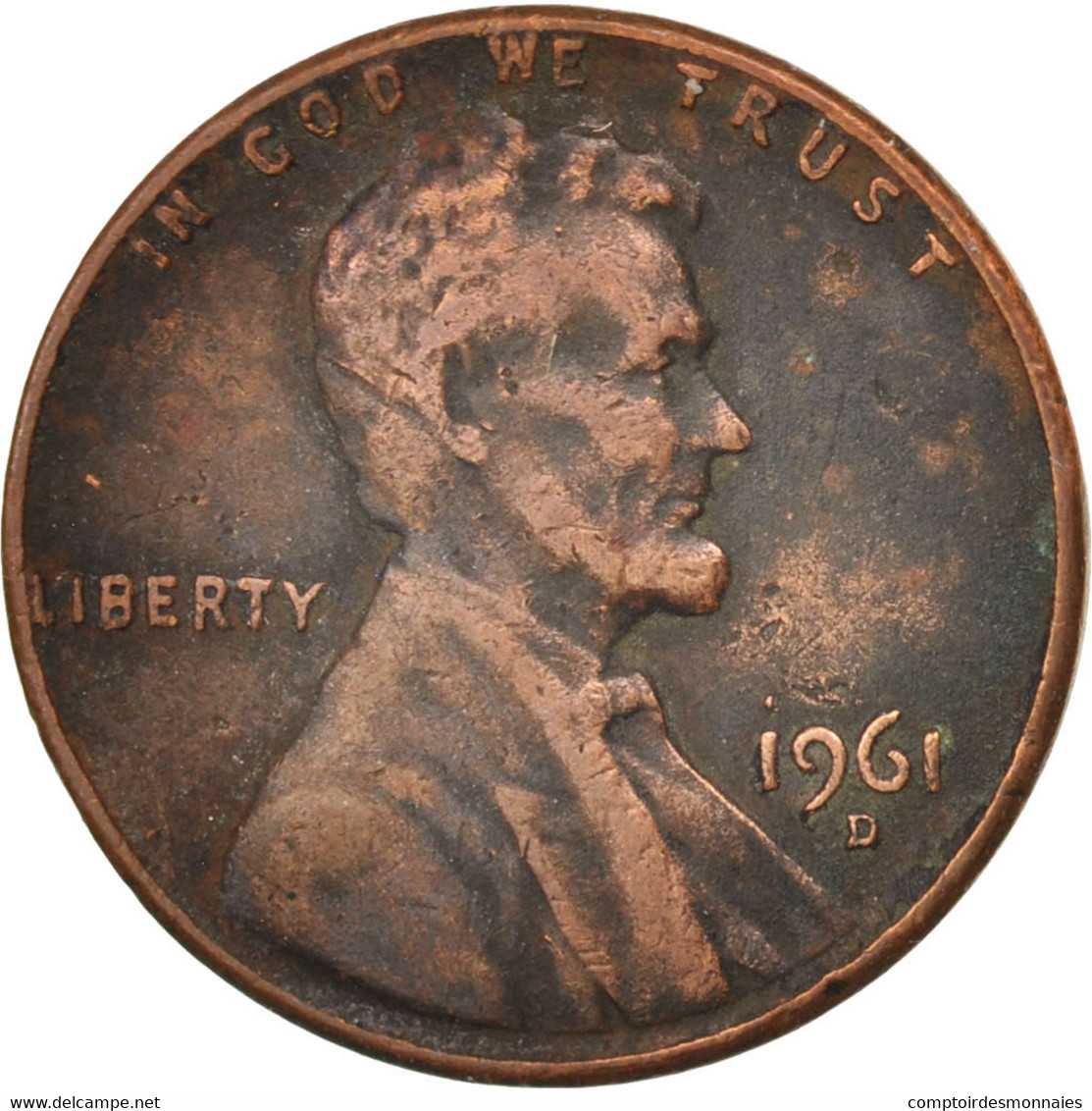 Monnaie, États-Unis, Lincoln Cent, Cent, 1961, U.S. Mint, Denver, TTB, Laiton - 1959-…: Lincoln, Memorial Reverse