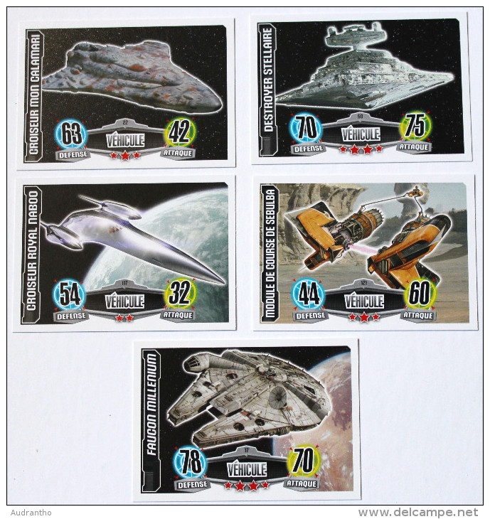 5 Carte STAR WARS Véhicule Croiseur ... 17 22 50 117 121 Topps Force Attax 2012 - Star Wars