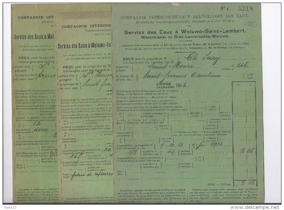 Comp.Intercomm.Bruxelloise Des Eaux - 1910-1913 - Electricity & Gas