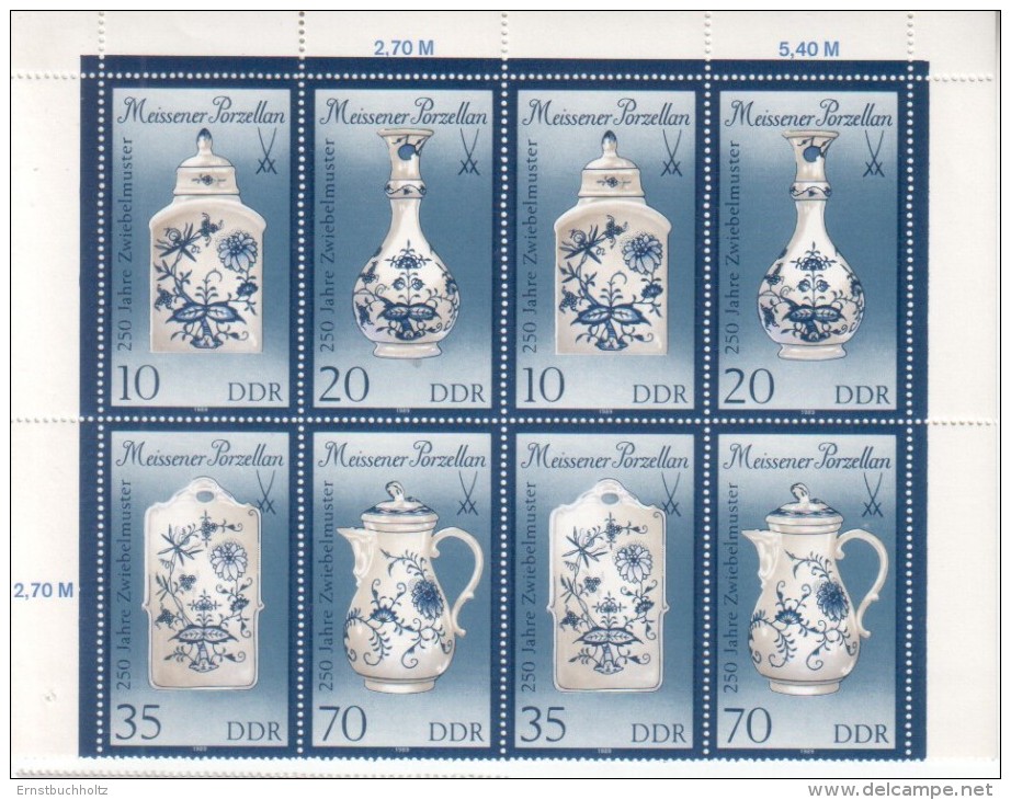 2x DDR East Germany 1989 Meissener Porzellan, 250 J. Zwiebelmuster - Sonstige & Ohne Zuordnung