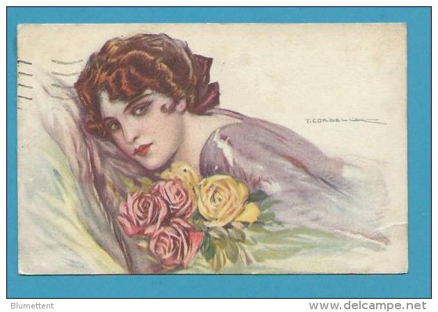 CPA 250-6 Fantaisie Art Déco Femme Fleurs Roses Illustrateur Italien CORBELLA Italie - Corbella, T.