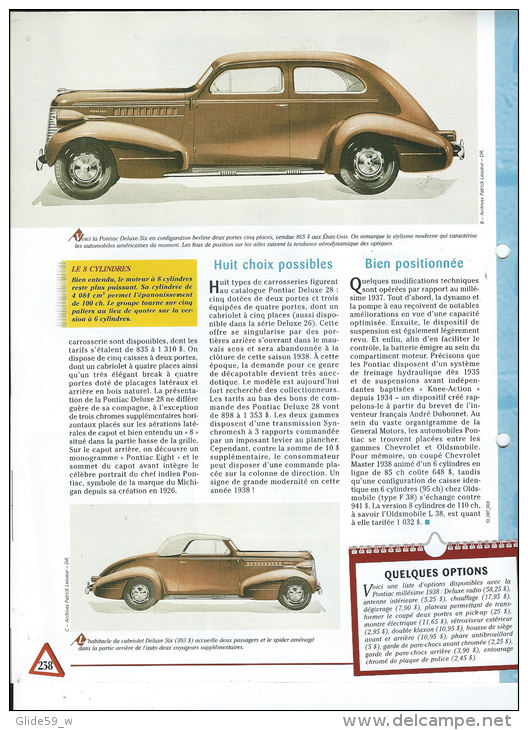 Fiche Pontiac 1938 (1938) - Un Siècle D'Automobiles (Edit. Hachette) - Cars