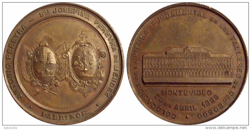 URUGUAY. MEDALLA TALLERES DON BOSCO. MONTEVIDEO. 1.896 - Firma's