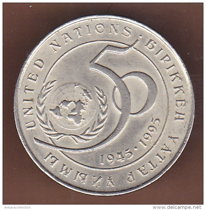 AC - KAZAKHSTAN 20 TENGE 50th ANNIVERSARY Of THE UNITED NATIONS 1945 - 1995 COMMEMORATIVE COIN  VF+ KM#12 - Kazajstán