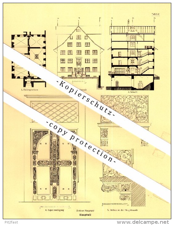 Photographien / Ansichten , 1928 , Hauptwil - Gottshaus , Prospekt , Architektur , Fotos !!! - Hauptwil