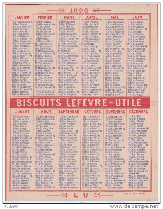 PUB LU - LEFEVRE UTILE - Calendrier , Chromo - ENFANTS 1898 , 4 Volets Complet - Formato Piccolo : 1901-20