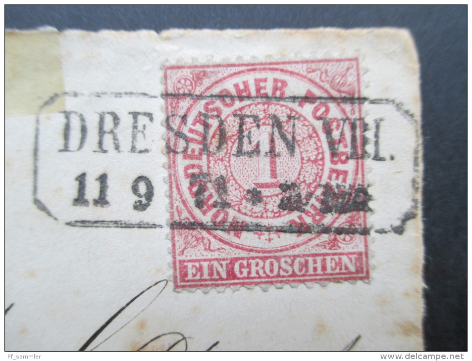 AD Nordd. Postbezirk 1869 Michel Nr. 16 EF Verwendet In Sachsen! Dresden VIII Nach Nieder-Oderwitz Interessanter Beleg!! - Lettres & Documents