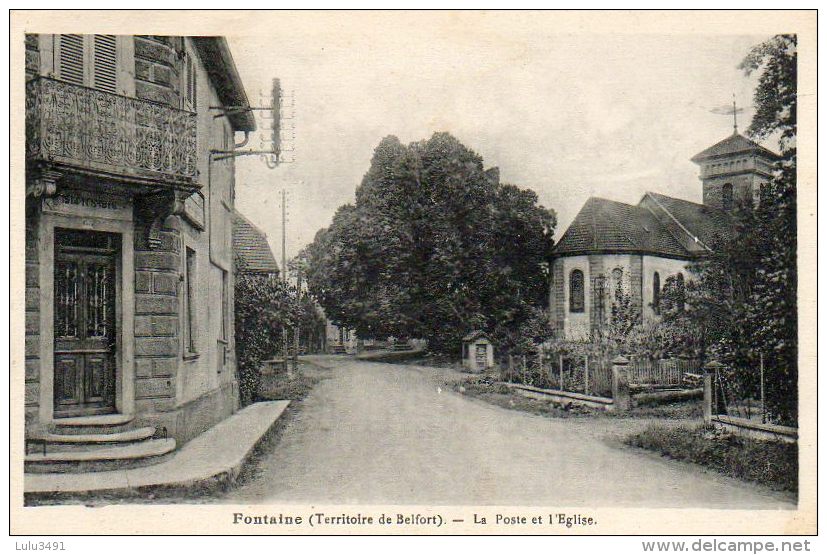 CPA - FONTAINE (90) - Aspect Du Quartier De La Poste Et De L'Eglise En 1940 - Fontaine