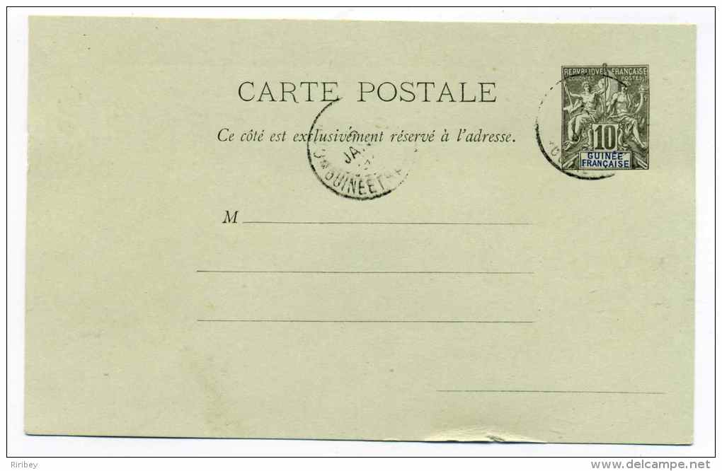 Entier Postal Au Type SAGE Surcharge GUINEE FRANCAISE / Carte Postale 10c - Lettres & Documents