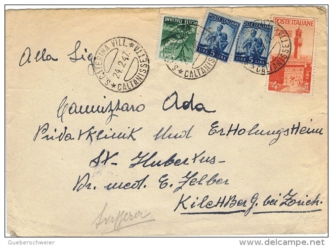 CHAT-L85 - ITALIE N° 488-493-507 Sur Lettre De San Caterina Pour Kilettberg Suisse De 1947 - 1946-47 Zeitraum Corpo Polacco