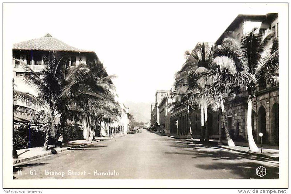 264297-Hawaiian Islands, Hawaii, Honolulu, RPPC, Bishop Street, Kodak Hawaii Photo No H-61 - Honolulu