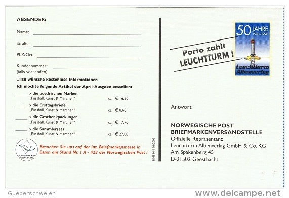 PHA-L24 - ALLEMAGNE Carte Publicitaire En Port Payé De Leuchturm - Phare - Cartes Postales Privées - Neuves