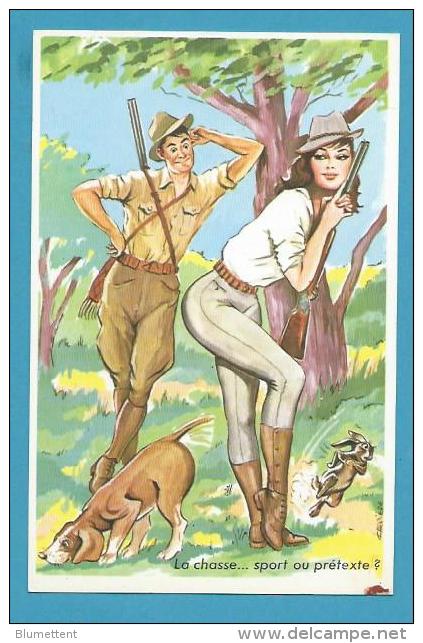 CPSM 754 Pin Up érotisme érotique éros Chasseur Chasse Chien Lapin  Illustrateur Louis CARRIERE - Carrière, Louis