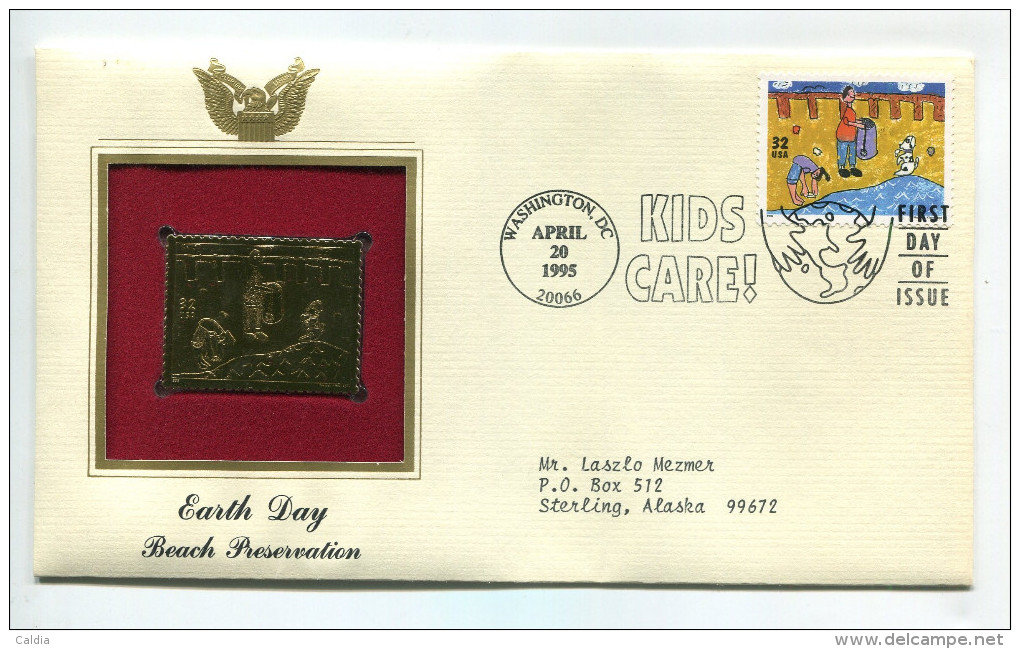 C Great Americans "" Earth Day - Beach Preservation """ Gold Stamp Replica 1964 FDC/bu/UNC - Sonstige & Ohne Zuordnung