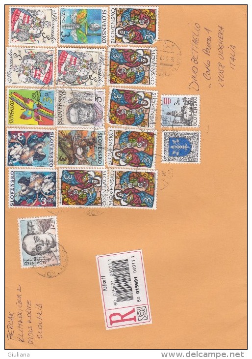 Slovacchia 1999  - Lettera  Racc.  X L´Italia A Con 18 Stamps - Lettres & Documents