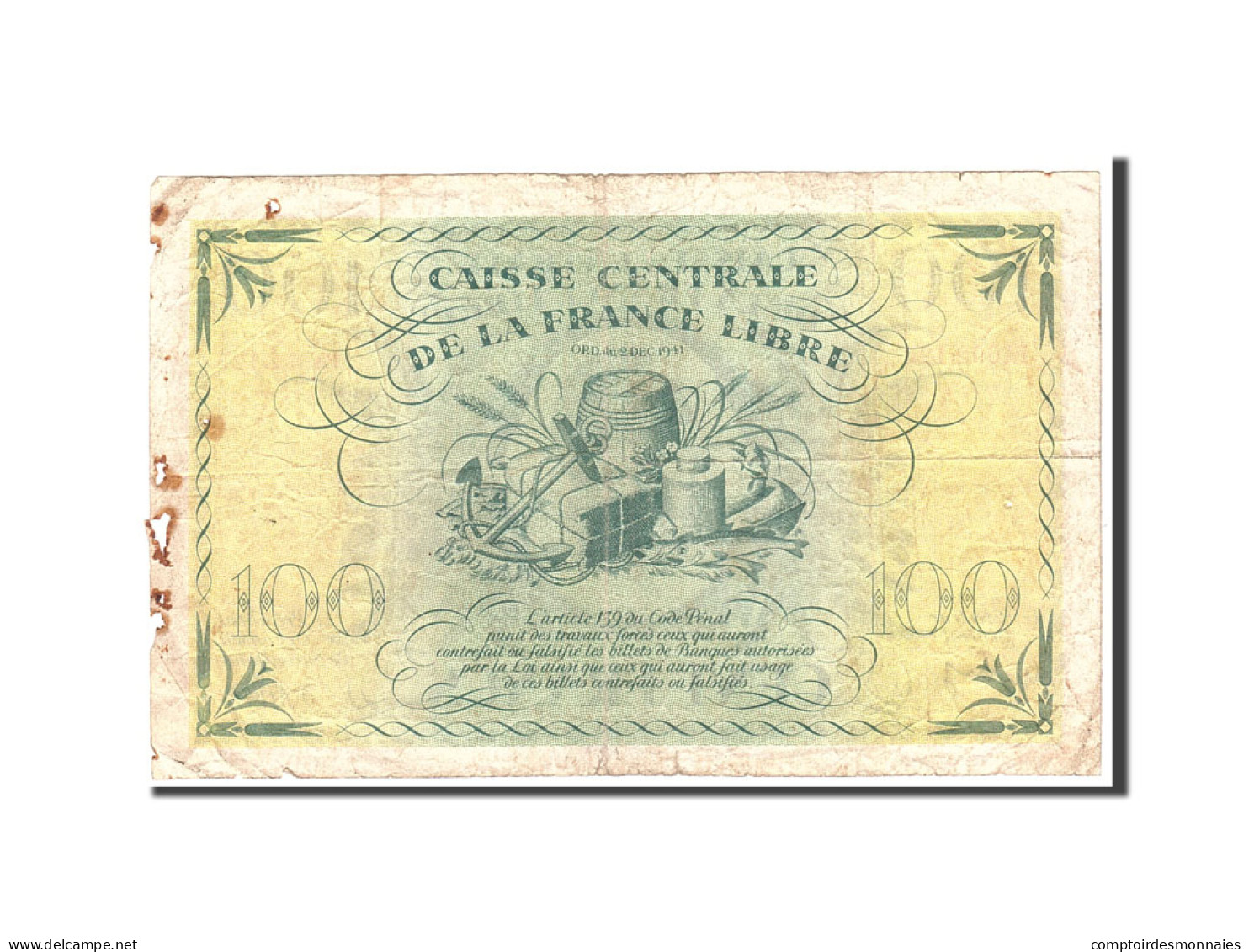 Billet, Afrique-Équatoriale Française, 100 Francs, 1941, Undated, KM:13a, B - Sonstige – Afrika