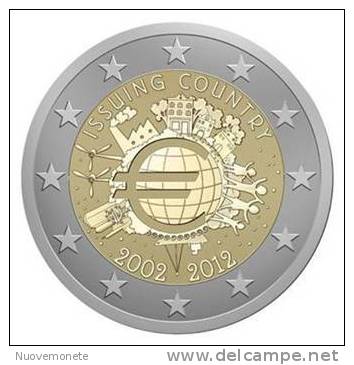 CIPRO CHIPRE  Moneta Da 2 Euro 2012 "10 ANNIVERSARIO EURO" FDC - Cyprus