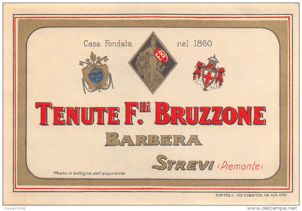 04943 "BARBERA - TENUTE F.LLI BRUZZONE - STREVI (AL)" ETICHETTA ORIGINALE - Red Wines