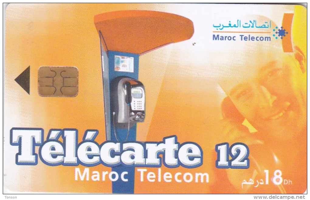 Morocco, Maroc Telecom, Orange Phone Cabin 18 (01/03), 2 Scans. - Morocco