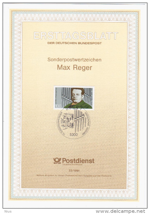 Germany Deutschland 1991-22 Max Reger Music Composer Musique Compositeur Komponist Musique Organ Orgel Organe, Bonn - 1991-2000